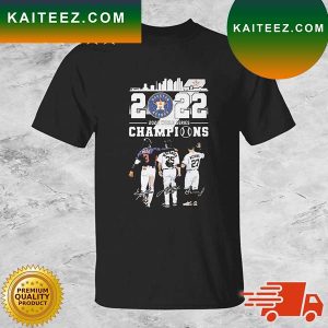 Houston Astros 2022 World Series Champions Jose Altuve Jeremy Pena And Justin Verlander Signatures T-Shirt