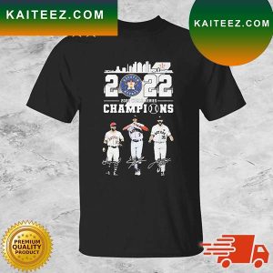Houston Astros Jose Altuve Jeremy Pena And Justin Verlander 2022 World Series Champions Signatures T-Shirt