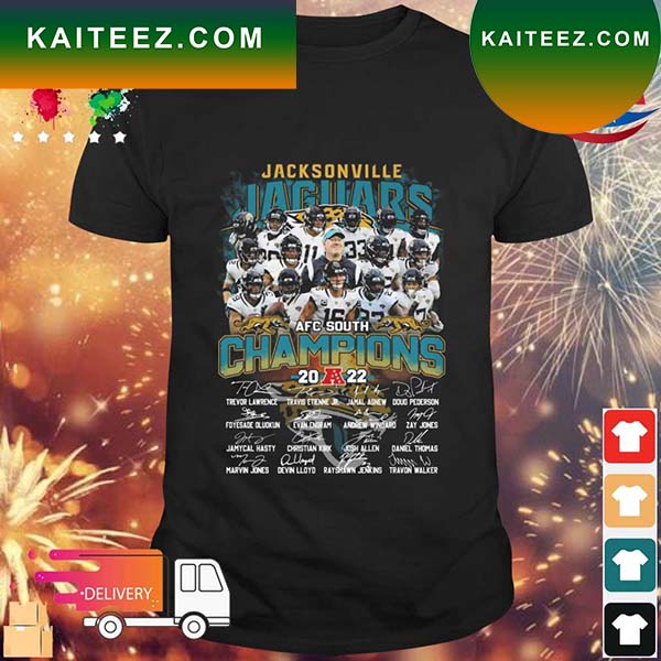Jacksonville Jaguars 2022 AFC South Champions Signatures T-shirt - Kaiteez