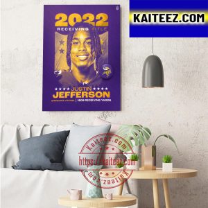 Justin Jefferson 2022 Receiving Title Minnesota Vikings NFL Art Decor Poster Canvas