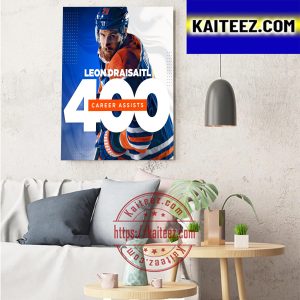 Leon Draisaitl 400 Career NHL Assists For Edmonton Oilers Art Decor Poster Canvas