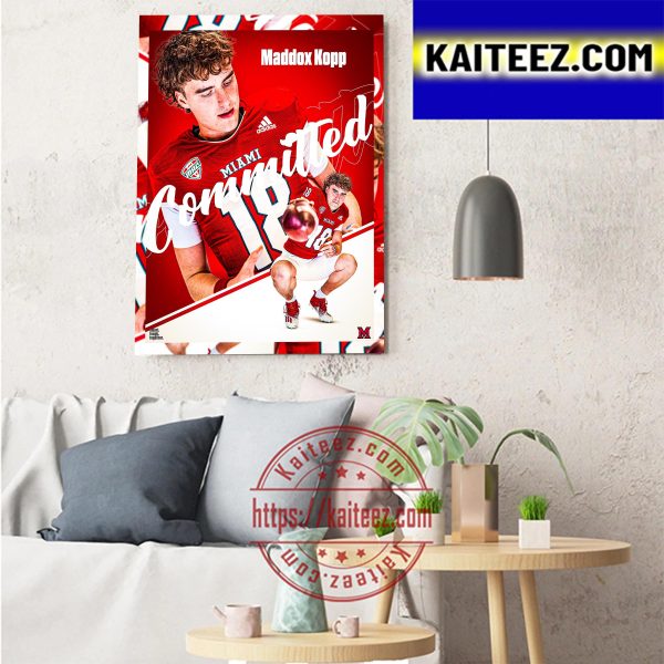 Maddox Kopp Committed Miami RedHawks Football Art Decor Poster Canvas