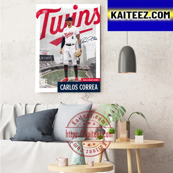 Minnesota Twins Welcome Home Carlos Correa Art Decor Poster Canvas