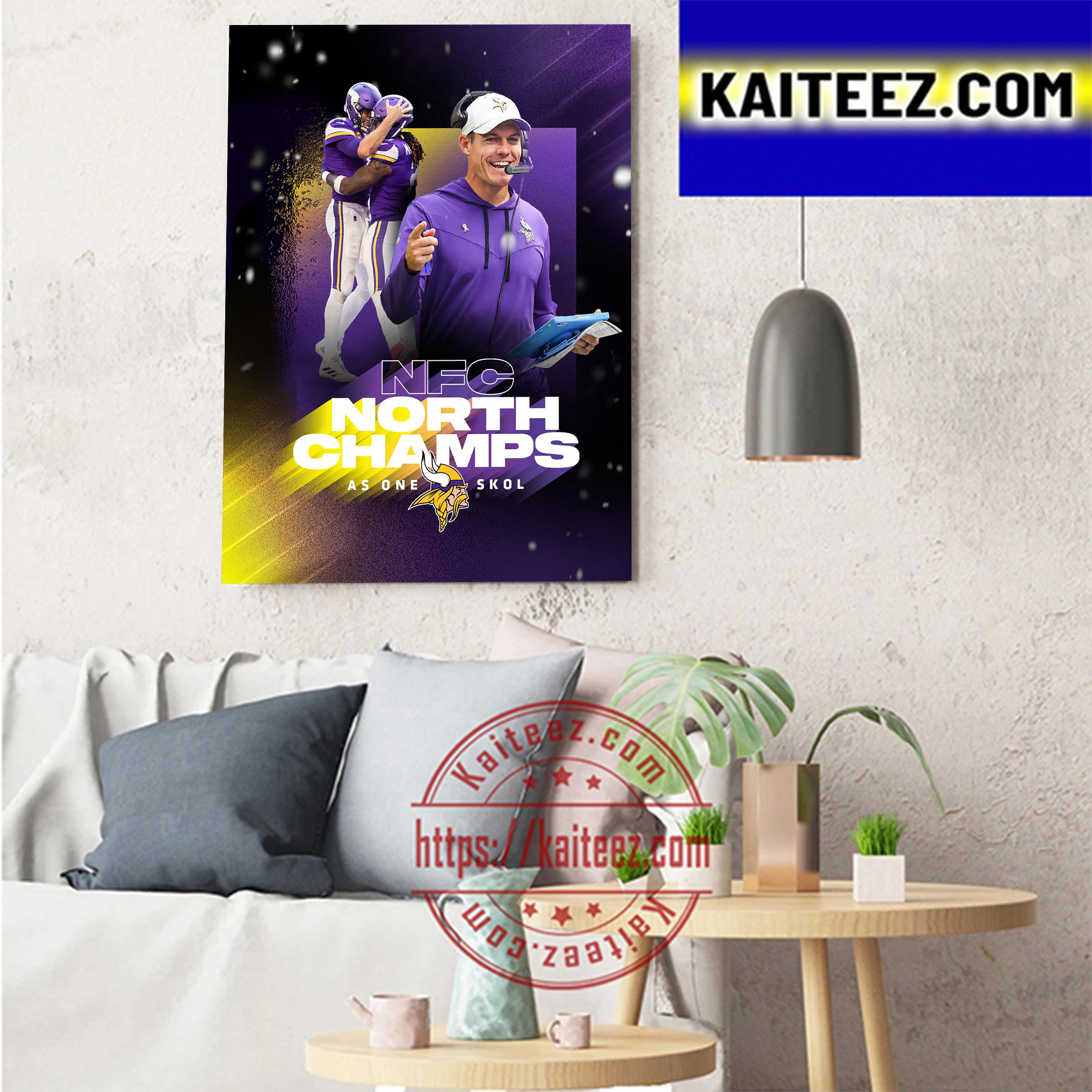 Minnesota Vikings 2022 NFC North Champions Poster, Custom prints store