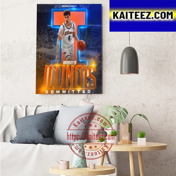 Niccolo Moretti Committed Illinois Basketball Art Decor Poster Canvas