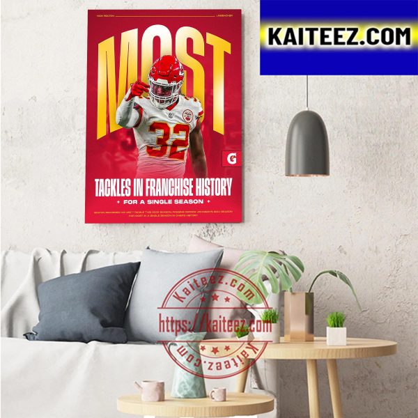 Nick Bolton Tackles In Franchise History For A Single Season With Kansas City Chiefs NFL Art Decor Poster Canvas