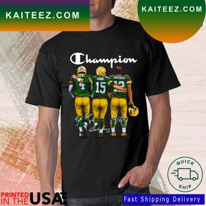 Official Champion Green Bay Packers Starr 15 Rodgers 12 Favre 4 Signatures 2023 T-Shirt