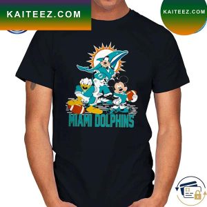 Official Mickey mouse Donald and Goofy Miami Dolphins football T-shirt