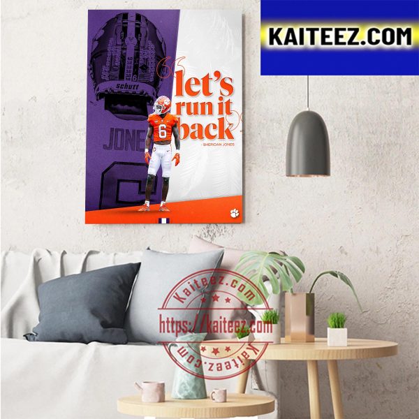 Sheridan Jones Lets Run It Back With Clemson Tigers Football Art Decor Poster Canvas