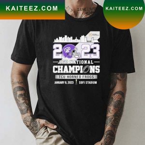 TCU Horned Frogs 2023 CFP National Champions city skyline T-shirt