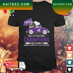 TCU Horned Frogs Snoopy And Woodstock Driving Car 2023 CFP National Champions T-shirt