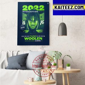 Tariq Woolen 2022 Interception Title Seattle Seahawks NFL Art Decor Poster Canvas