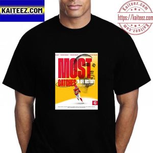 Travis Kelce Is Most Catches In NFL History With Kansas City Chiefs Vintage T-Shirt