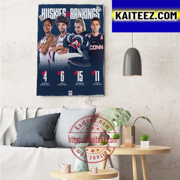 UConn Huskies All Team In The Rankings Art Decor Poster Canvas