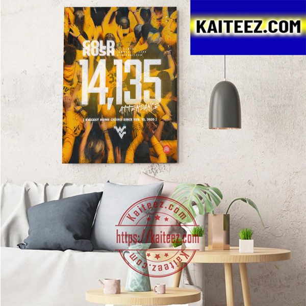 WVU Mens Basketball Gold Rush 14135 Attendance Art Decor Poster Canvas