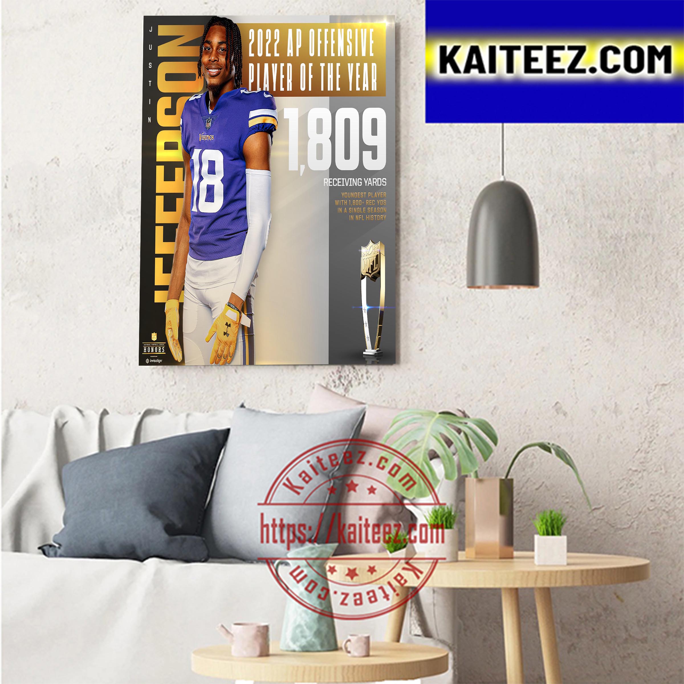 2022 AP Offensive Player Of The Year Is Justin Jefferson Art Decor Poster Canvas