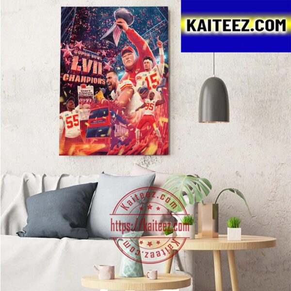 Congratulations To Kansas City Chiefs Are 2023 Super Bowl LVII Champions Art Decor Poster Canvas