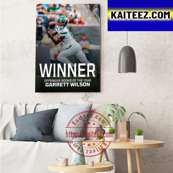 Garrett Wilson Winner The 2022 Offensive Rookie Of The Year Art Decor Poster Canvas