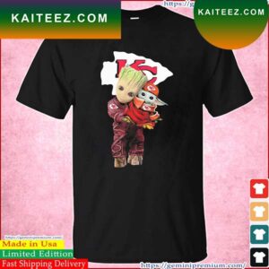 Groot Hug Baby Yoda Kansas City Chiefs T-Shirt