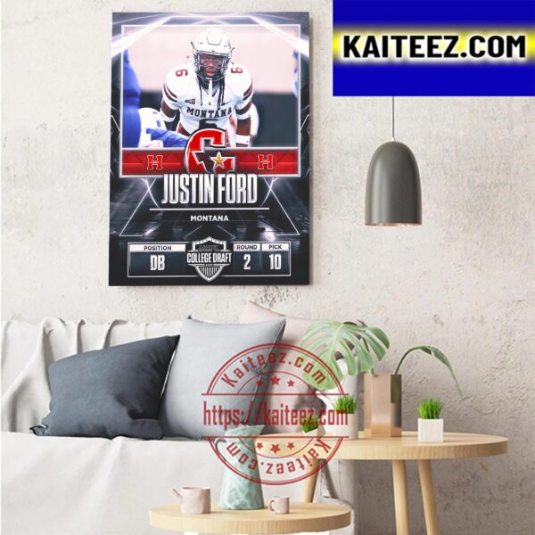 Houston Gamblers In The 2023 USFL College Draft Select DB Justin Ford From Montana Art Decor Poster Canvas