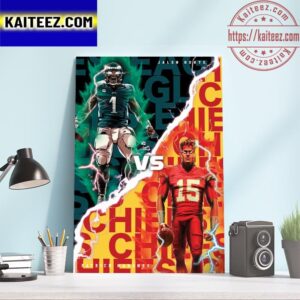 Jalen Hurts Vs Patrick Mahomes In NFL Super Bowl LVII 2023 Art Decor Poster Canvas
