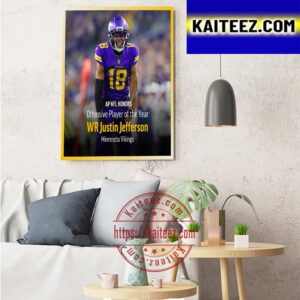Justin Jefferson Winner AP NFL Offensive Player Of The Year Award Art Decor Poster Canvas