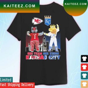 KC Wolf and Sluggerrr One team one vision Kansas City Chiefs and Royal T-shirt