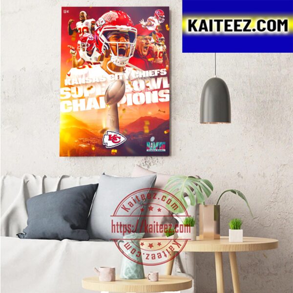 Kansas City Chiefs Champions Super Bowl LVII Champs Art Decor Poster Canvas