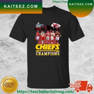 Kansas City Chiefs Harrison Butker Tommy Townsend Patrick Mahomes James Winchester And Emmitt Thomas Super Bowl LVII 2023 Champions T-shirt