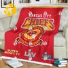 Kansas City Chiefs Road To The Super Bowl LVII Champions With Chiefs Logo In Flames Blanket