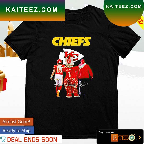 Kansas City Chiefs Mahomes Wolf and Andy Reid signatures T-shirt - Kaiteez