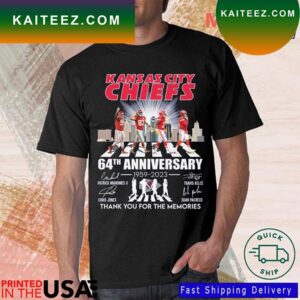 Kansas City Chiefs Skyline Abbey Road 64th Anniversary 1959-2023 Thank You For The Memories Signatures T-shirt