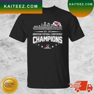 Kansas City Chiefs Skyline City 2022-2023 American Football Conference Champions T-shirt