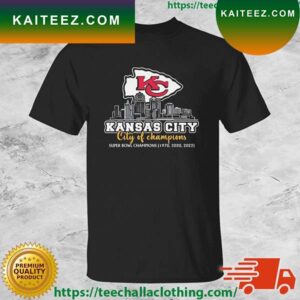 Kansas City Chiefs Skyline Kansas City Of Champions Super Bowl Champions 1970 2020 2023 T-shirt