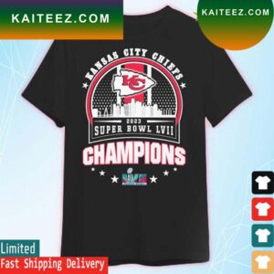 Kansas City Chiefs Super BOWL LVII 2023 Champions matchup skyline T-shirt