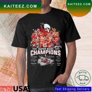 Kansas City Chiefs Team Football NFL 2023 Super Bowl Champions Signatures T-shirt