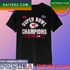 Kansas City Chiefs Three-Time Super Bowl Champions Cropped Tri-Blend T-shirt