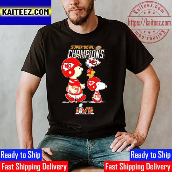 Kansas City Chiefs x Snoopy Charlie Brown And Woodstock For 2023 Super Bowl LVII Champions Vintage T-Shirt