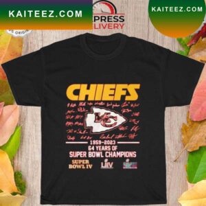 Kansas city Chiefs 1959 2023 64 years of super bowl champions super bowl iv T-shirt