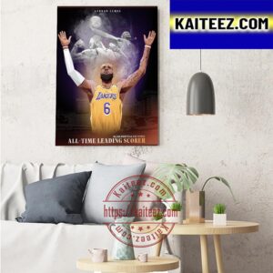 LeBron James Is Scoring King NBA All Time Leading Scorer With 38K+ Points In A Los Angeles Lakers Uniform Art Decor Poster Canvas
