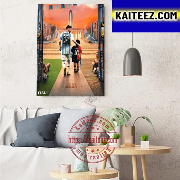 Lionel Messi And Son Is The Best FIFA Mens Player Award 2022 Art Decor Poster Canvas