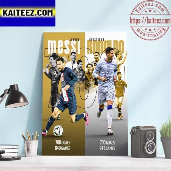 Lionel Messi x Cristiano Ronaldo 700 Goals Club Career Art Decor Poster Canvas