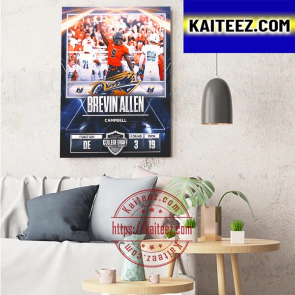 Memphis Showboats In The 2023 USFL College Draft Select DE Brevin Allen Art Decor Poster Canvas