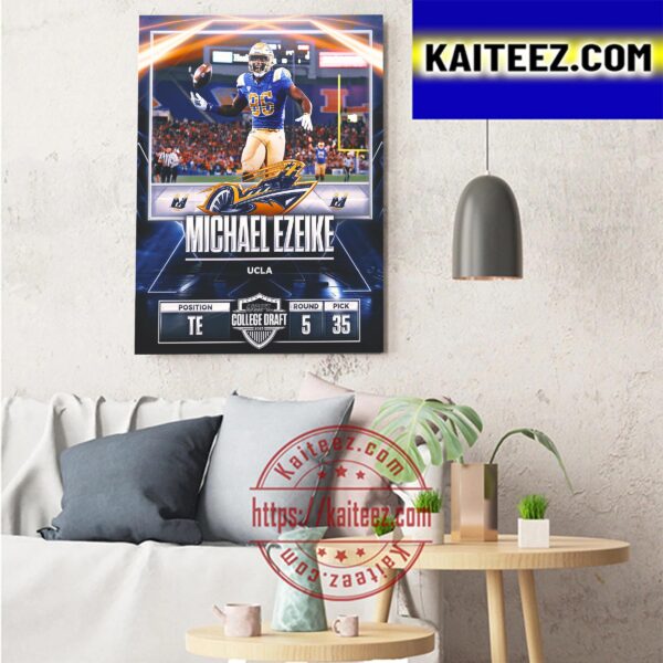 Memphis Showboats In The 2023 USFL College Draft Select Michael Ezeike Art Decor Poster Canvas