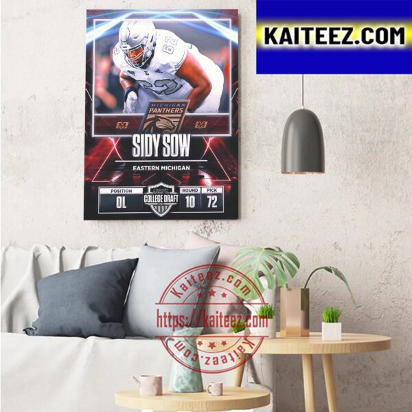 Michigan Panthers In The 2023 USFL College Draft Select OL Sidy Sow Art Decor Poster Canvas