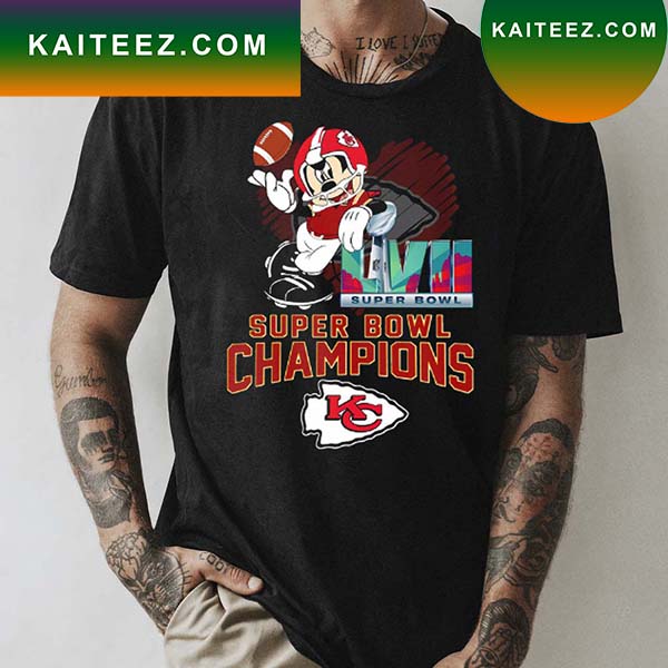 Mickey Mouse Kansas City Chiefs Super Bowl LVII Champions T-Shirt - Kaiteez