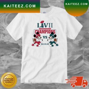 Mickey Mouse Kansas City Chiefs Vs Philadelphia Eagles 2023 LVII Super Bowl Champions T-shirt