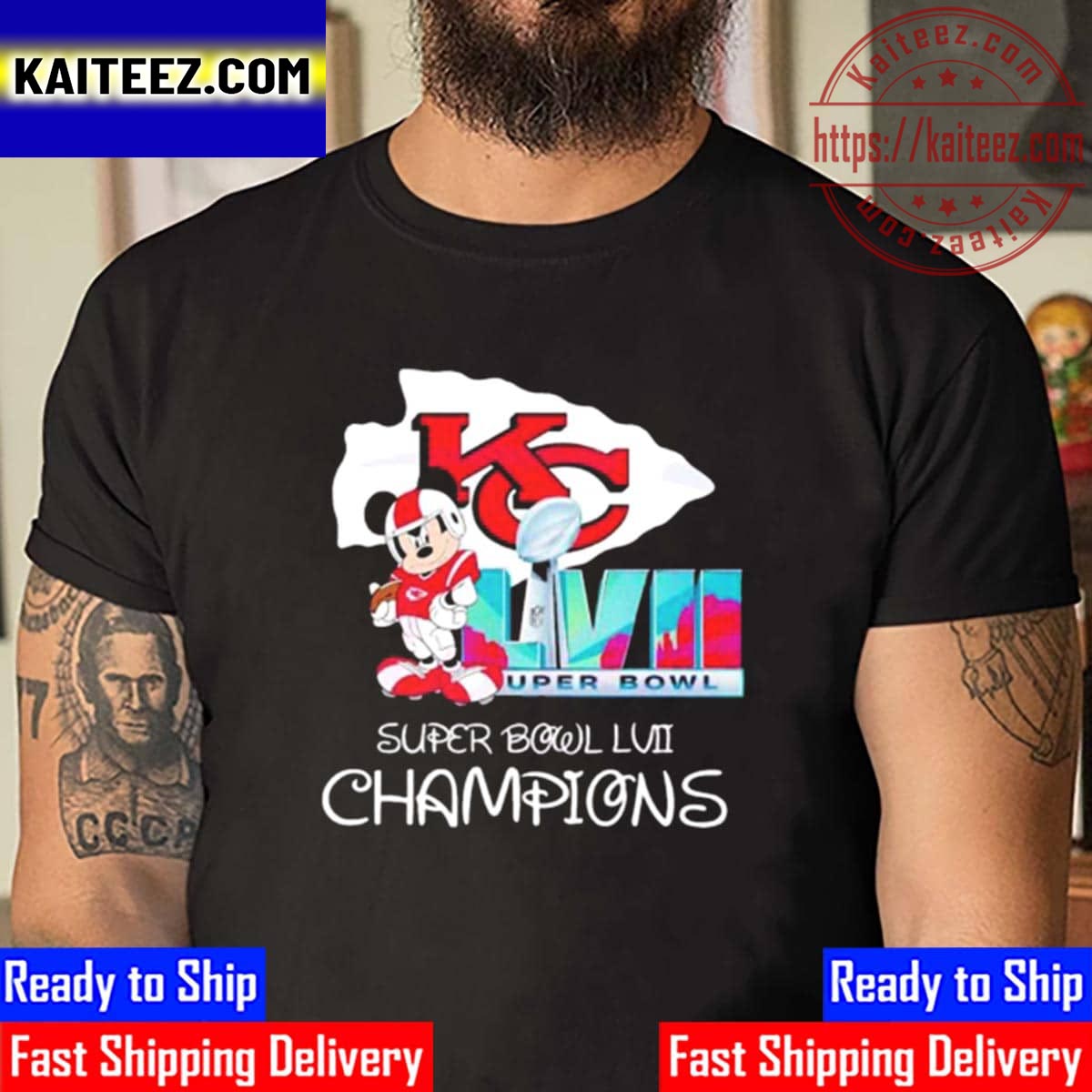 Mickey Mouse Kansas City Chiefs Super Bowl LVII 2023 Champions