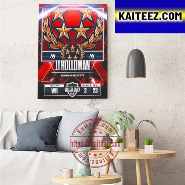 New Jersey Generals In The 2023 USFL College Draft Select WR JJ Holloman Art Decor Poster Canvas