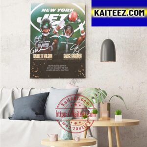 New York Jets Garrett Wilson And Sauce Gardner 2022 Rookies Of The Year Art Decor Poster Canvas